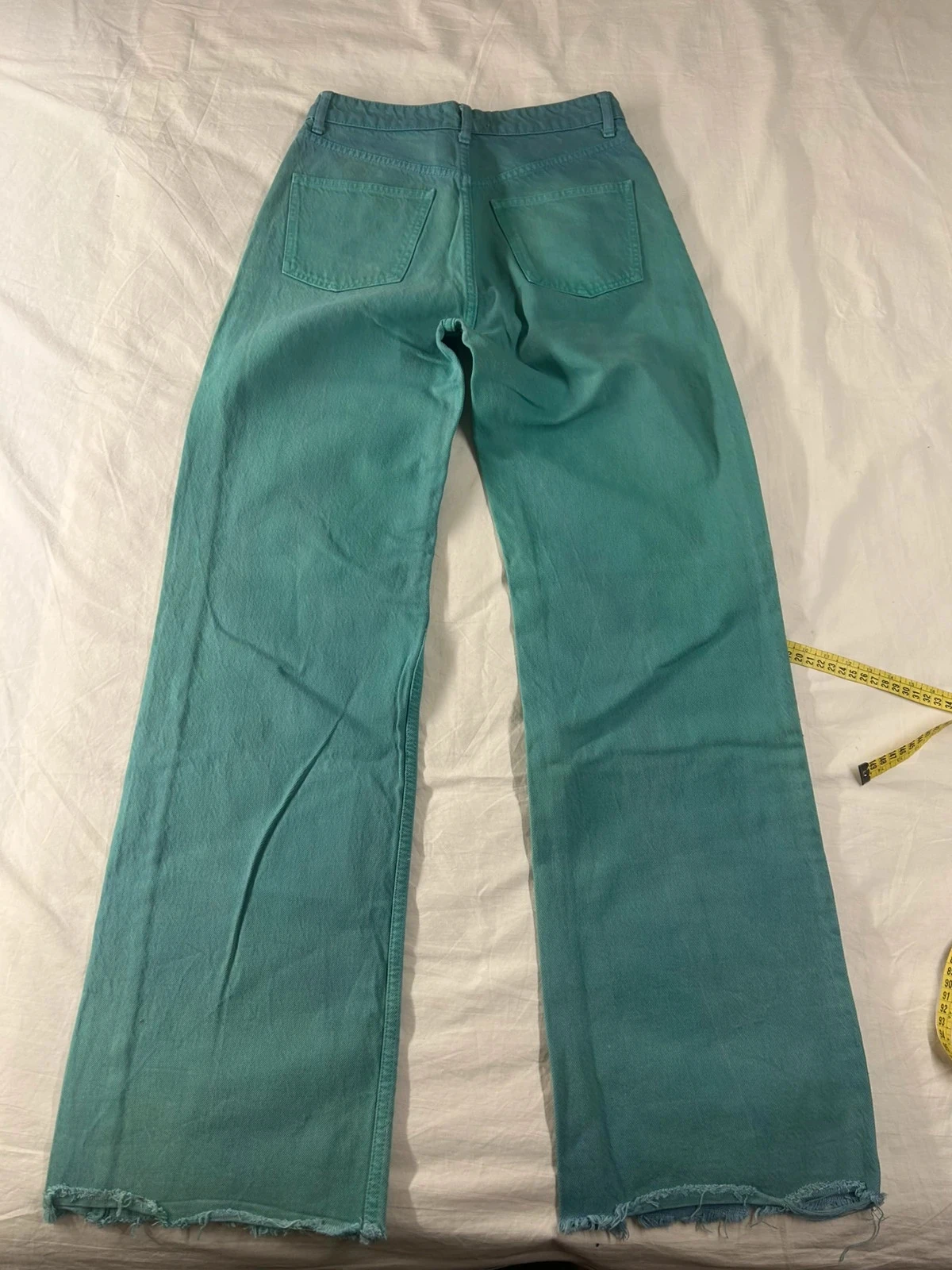 Zara blue green flared wide leg jeans size 38 vintage – photo 13